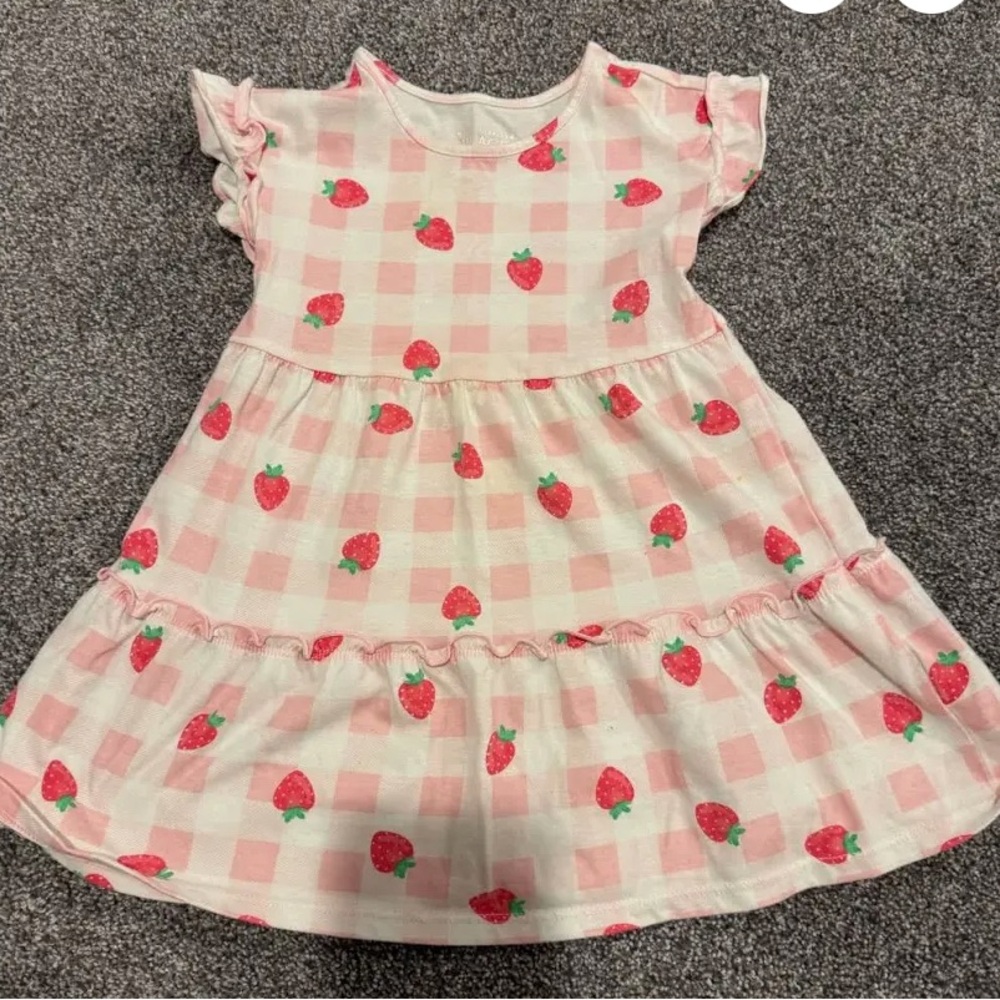 The Children's Place Pink and white gingham Strawberry Dress